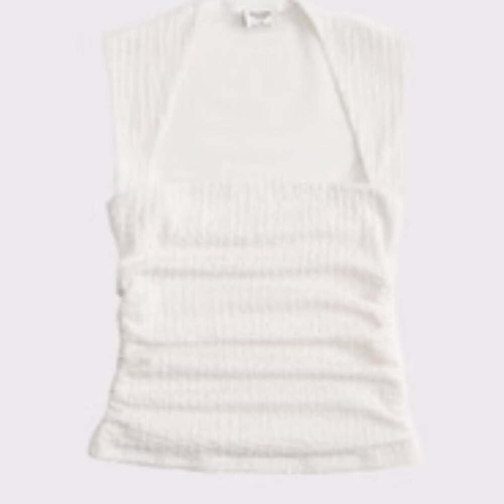The A&F Ava Bubble Knit Top - Cream - L